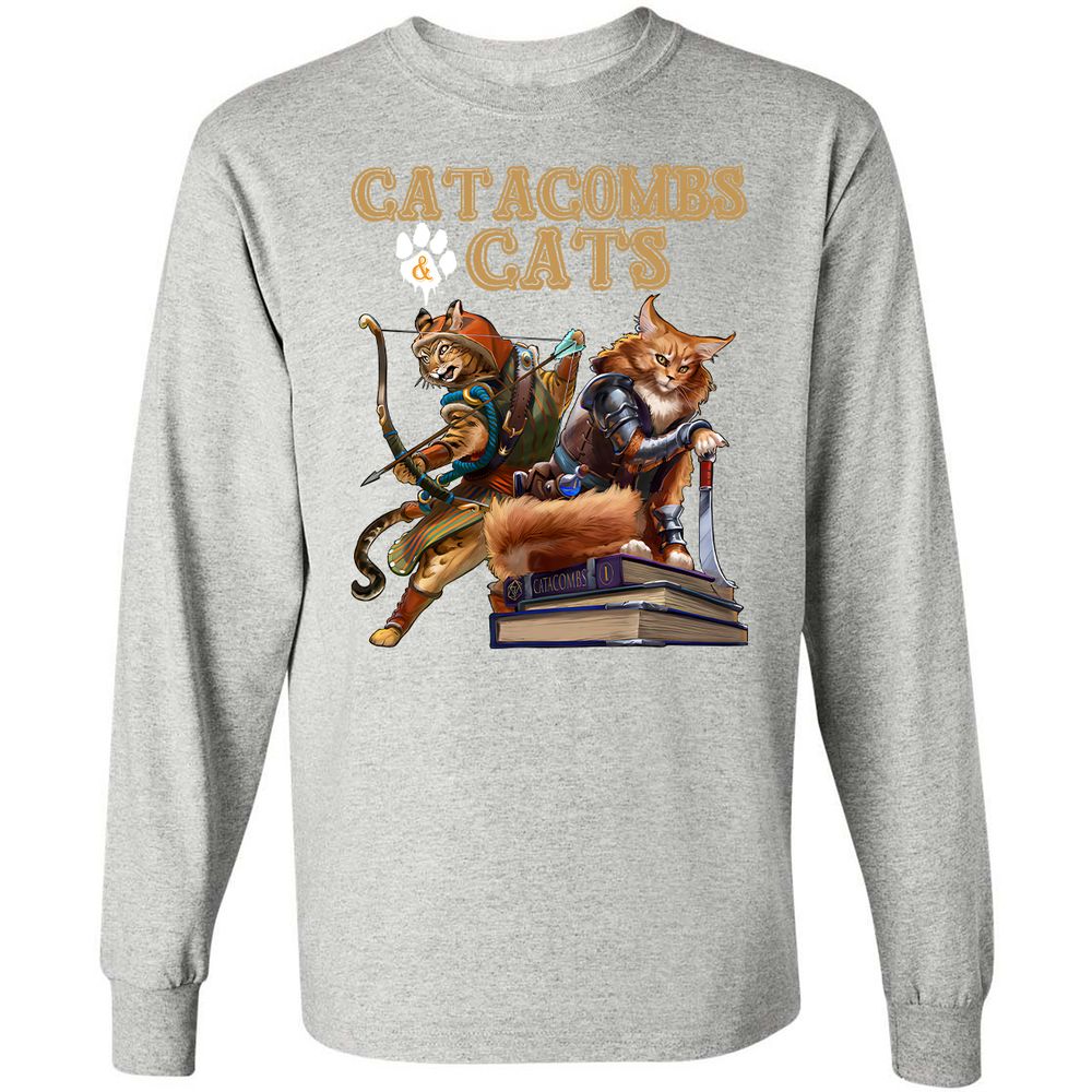 Catacombs & Cats Long Sleeve T-Shirt - Ash - 7