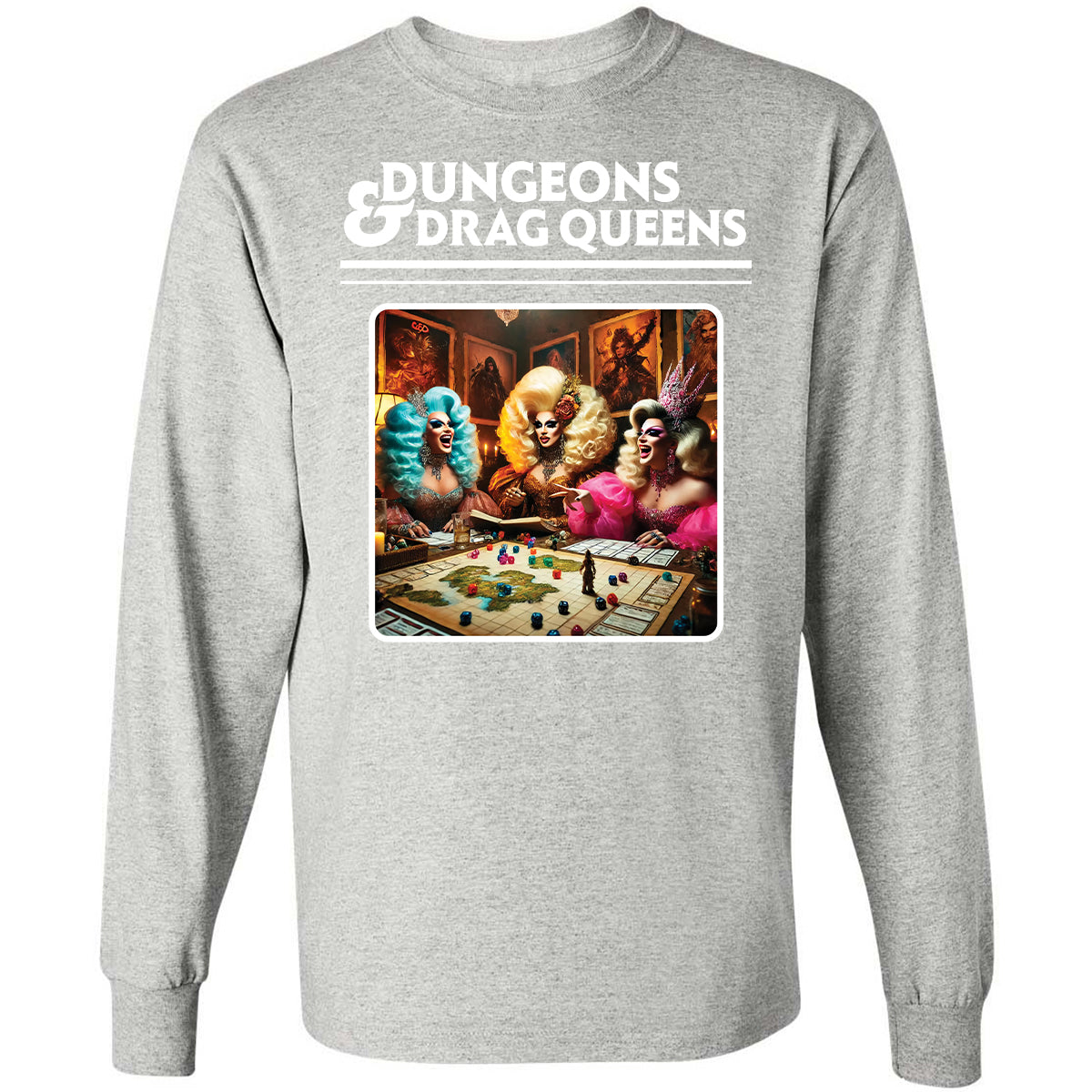 Dungeons & Drag Queens Long Sleeve T-Shirt - Ash - 7