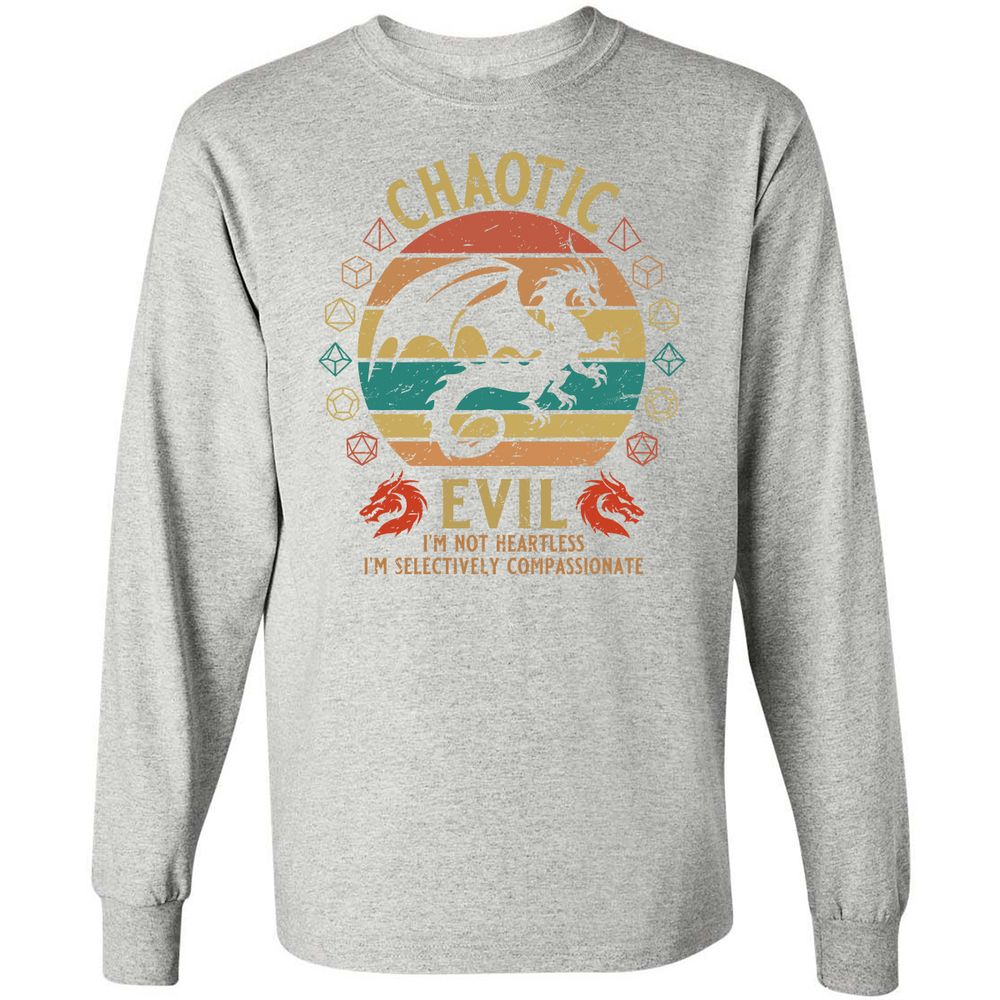 Chaotic Evil Long Sleeve T-Shirt - Ash - 7