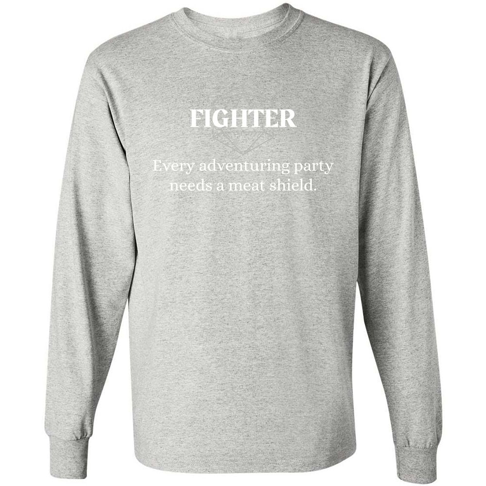 Fighter – Every Party Needs A Meat Shield Long Sleeve T-Shirt - Ash - 7