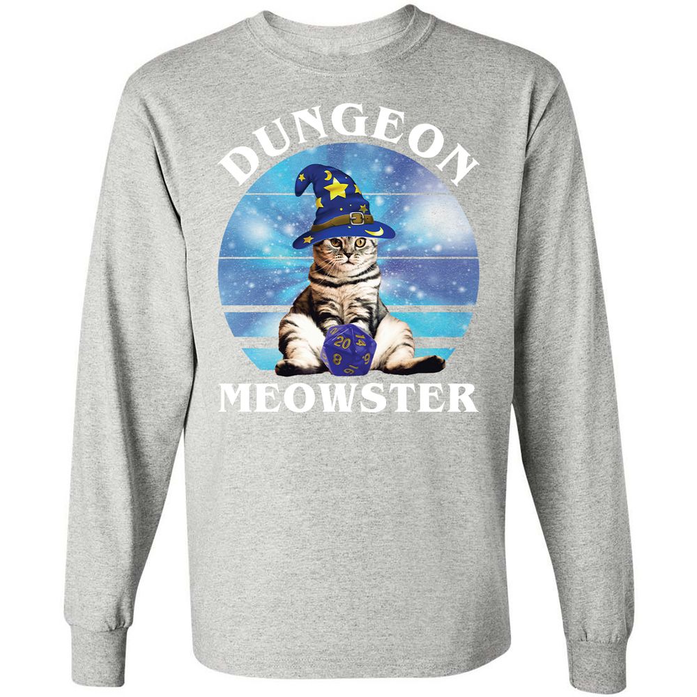 Dungeon Meowster Vintage Long Sleeve T-Shirt - Ash - 7