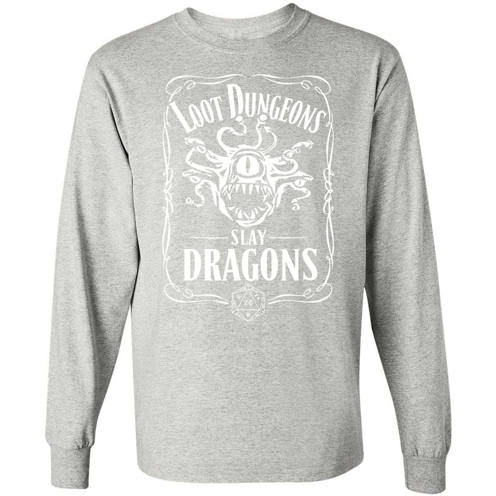 Loot Dungeon Slay Dragons Long Sleeve T-Shirt - Ash - 7