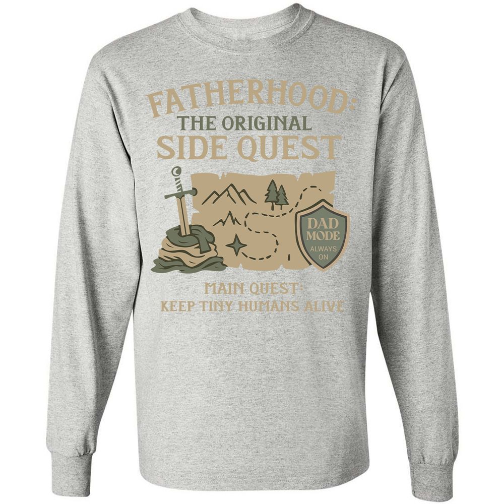 Fatherhood The Original Side Quest Long Sleeve T-Shirt - Ash - 7