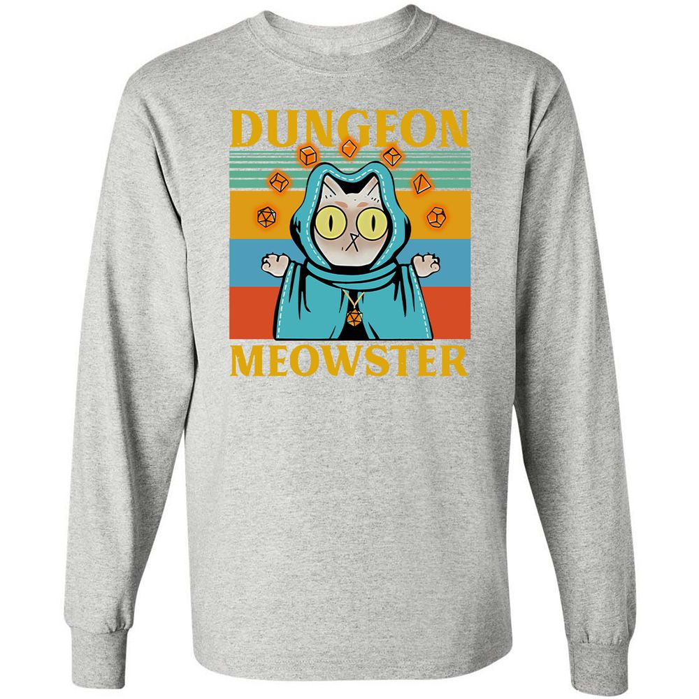 Dungeon Meowster Long Sleeve T-Shirt - Ash - 7