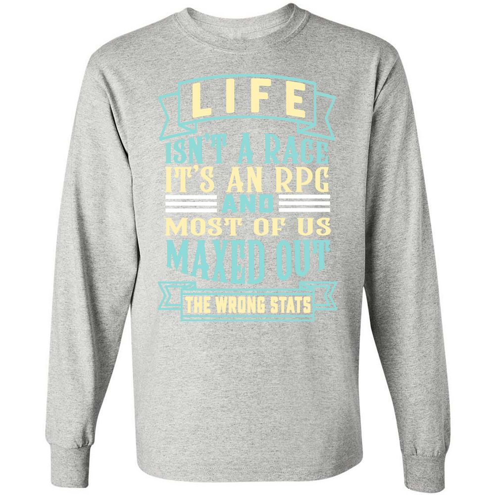 Life Is A RPG Long Sleeve T-Shirt - Ash - 7
