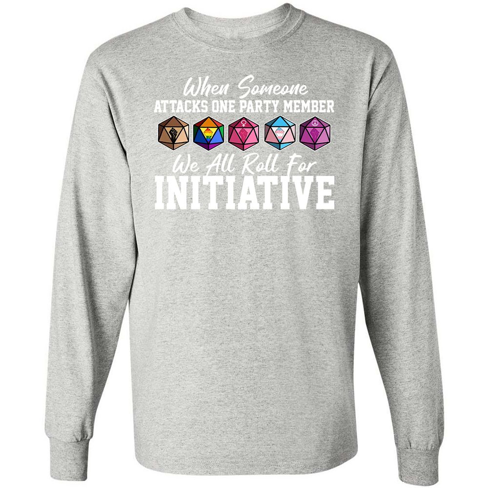 LGBT Roll For Initiative Long Sleeve T-Shirt - Ash - 7