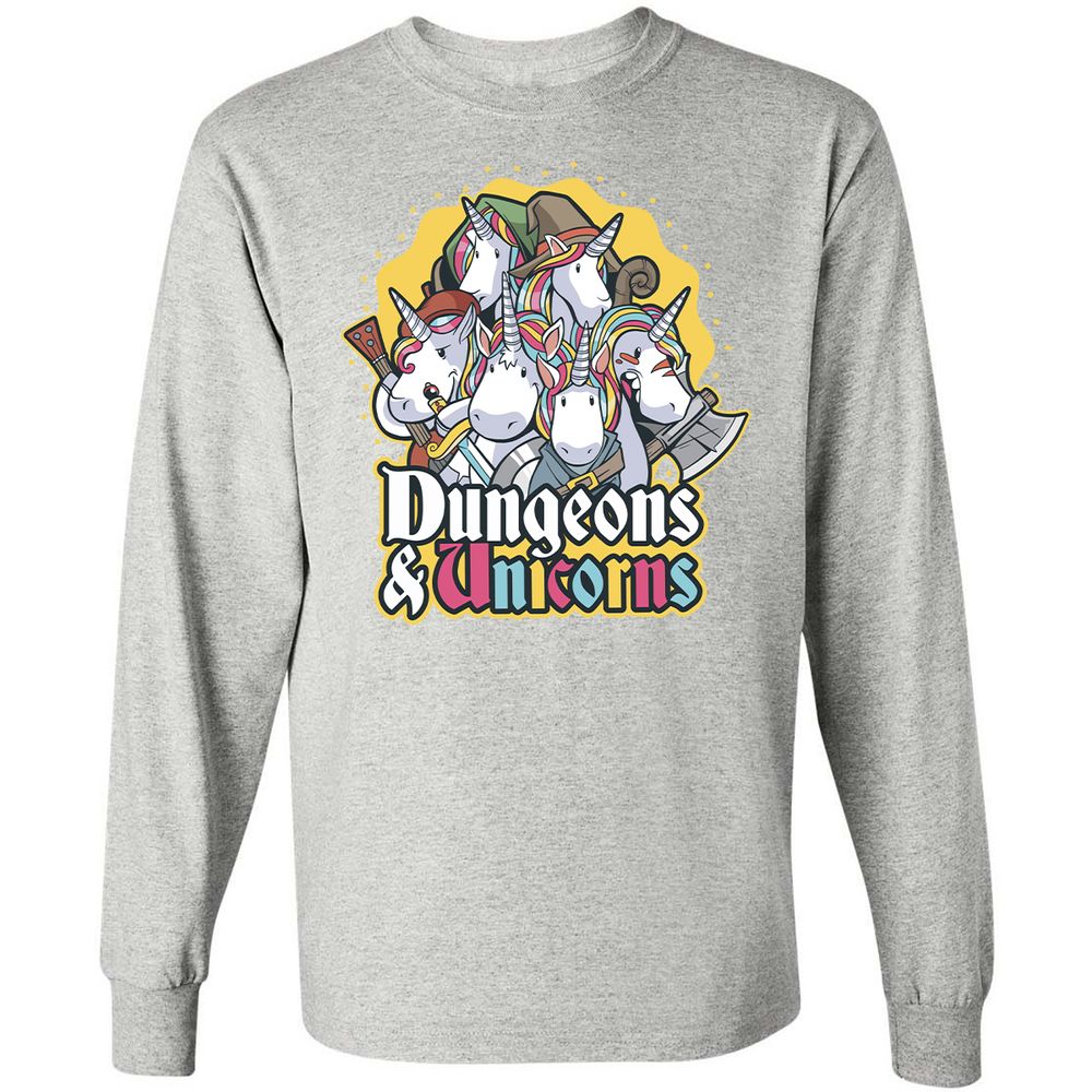 Dungeons And Unicorns Long Sleeve T-Shirt - Ash - 7
