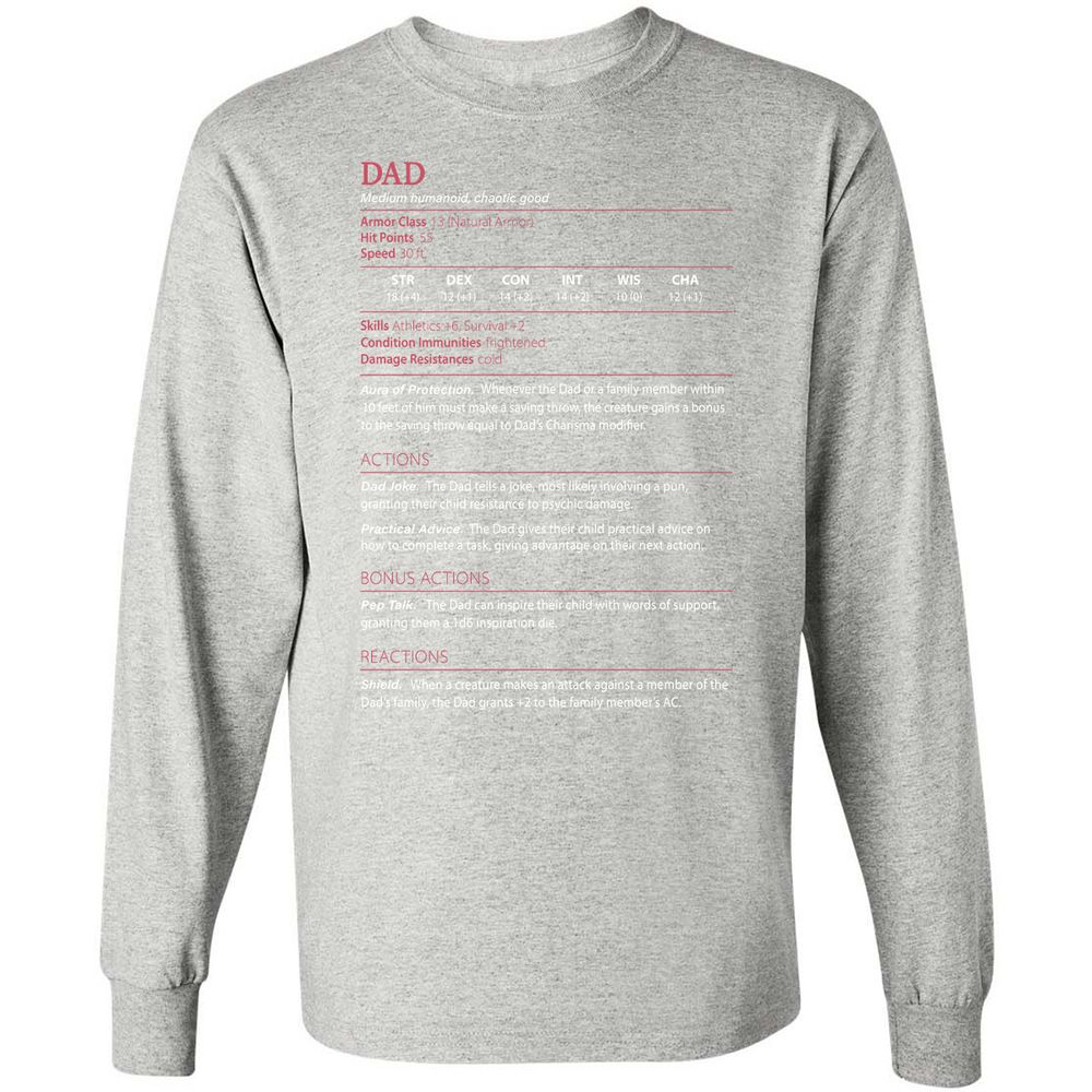 Dad Stats Long Sleeve T-Shirt - Ash - 7