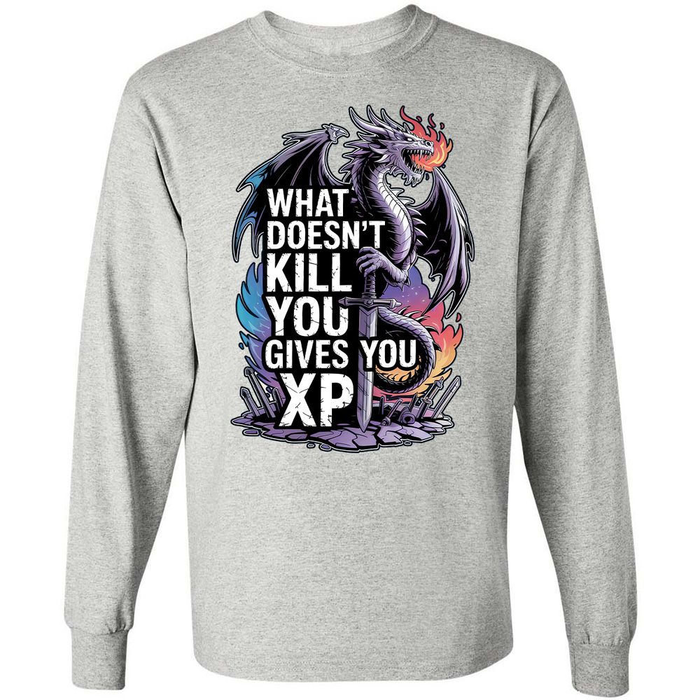 What Doesn't Kill You Dragon Long Sleeve T-Shirt - Ash - 7