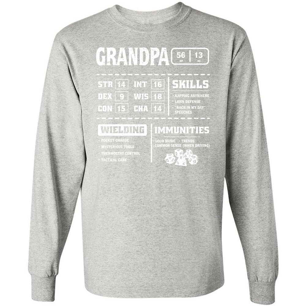 Grandpa Stats 2 Long Sleeve T-Shirt - Ash - 7