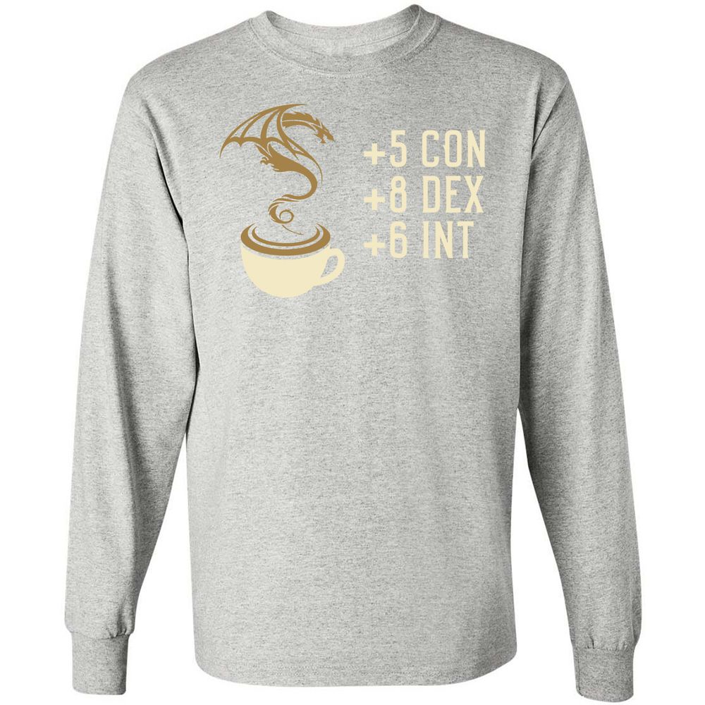 Coffee Dragon Long Sleeve T-Shirt - Ash - 7