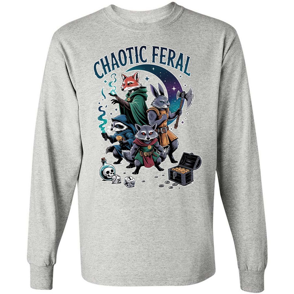 Chaotic Feral Long Sleeve T-Shirt - Ash - 7