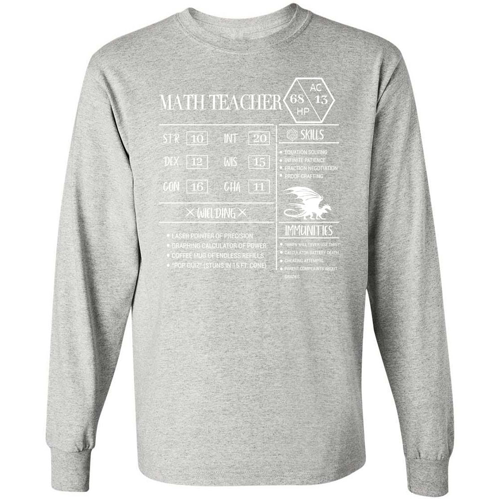 Math Teacher New Long Sleeve T-Shirt - Ash - 7