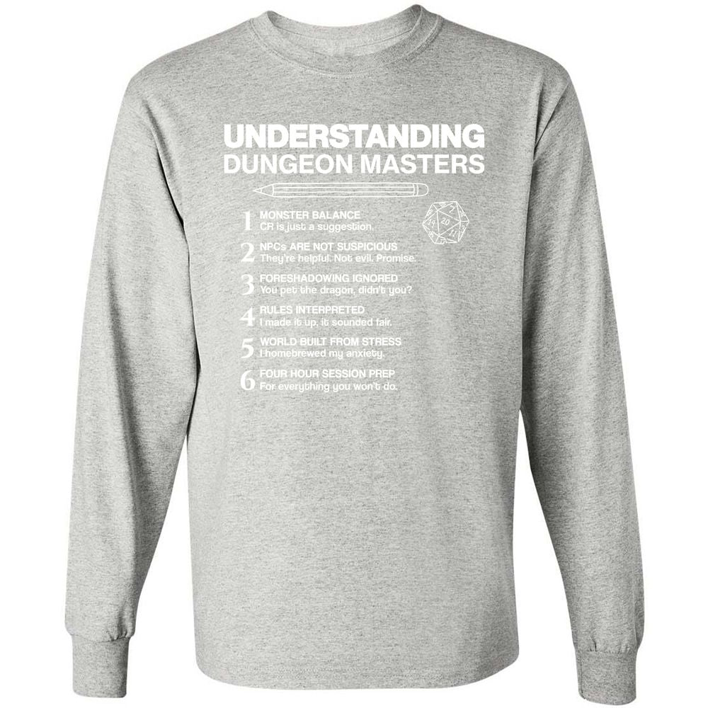 Understanding Dungeon Masters Long Sleeve T-Shirt - Ash - 7