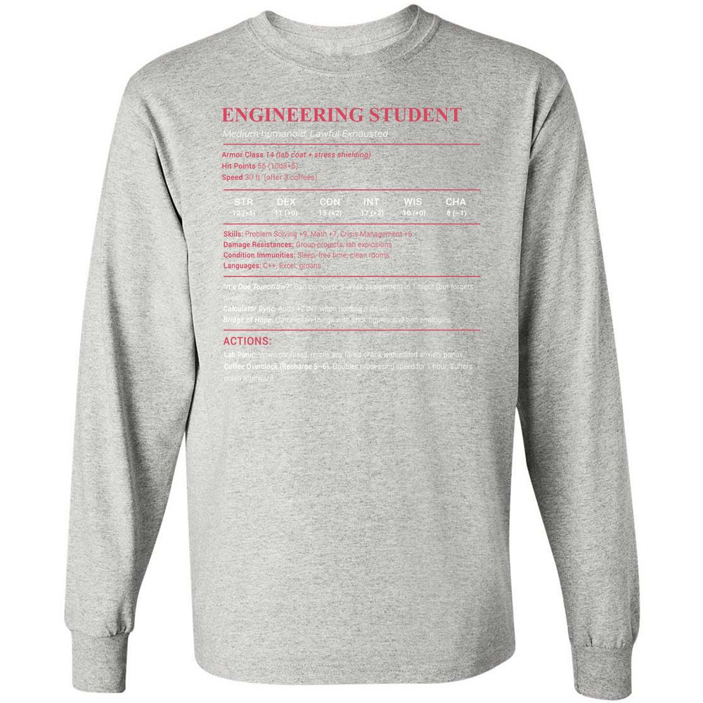 Engineering Student Long Sleeve T-Shirt - Ash - 7