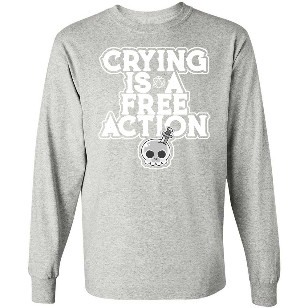 Crying Is A Free Action Long Sleeve T-Shirt - Ash - 7