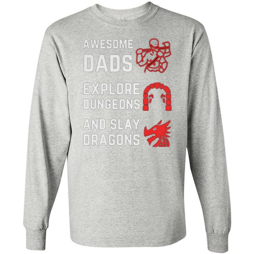 Awesome Dad Fathers Day Long Sleeve T-Shirt - Ash - 7