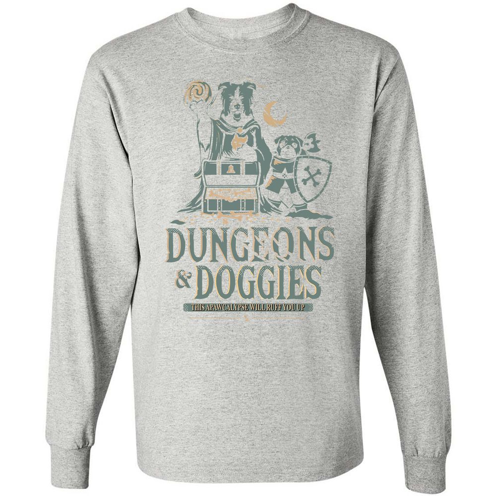 Dungeons & Doggies Long Sleeve T-Shirt - Ash - 7
