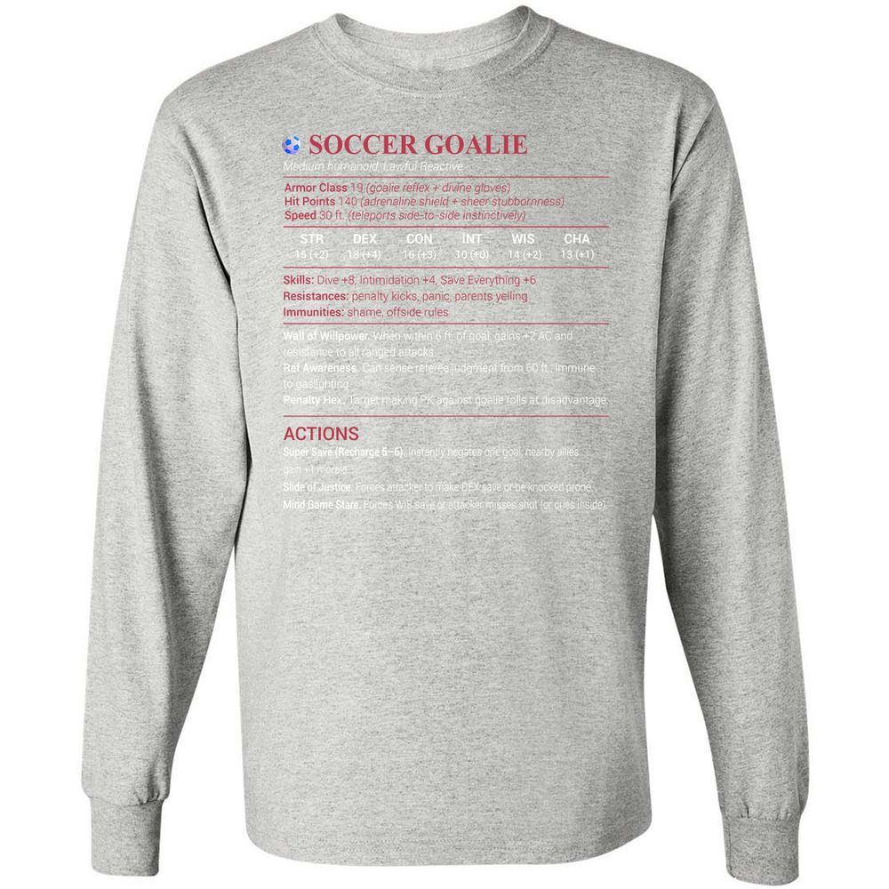 Soccer Goalie Long Sleeve T-Shirt - Ash - 7