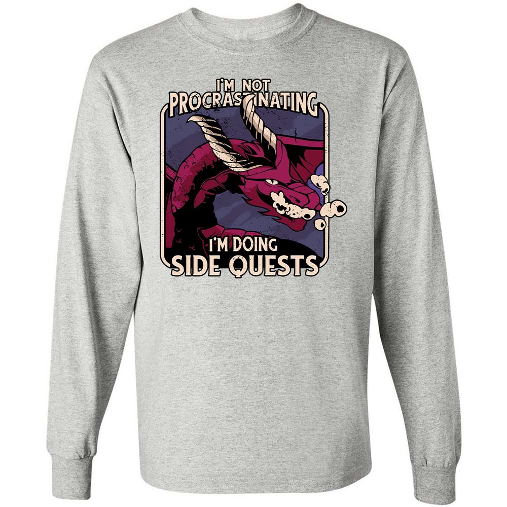 Doing Side Quests Long Sleeve T-Shirt - Ash - 7