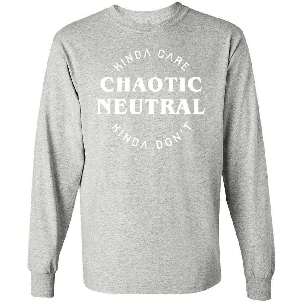 Chaotic Neutral Long Sleeve T-Shirt - Ash - 7
