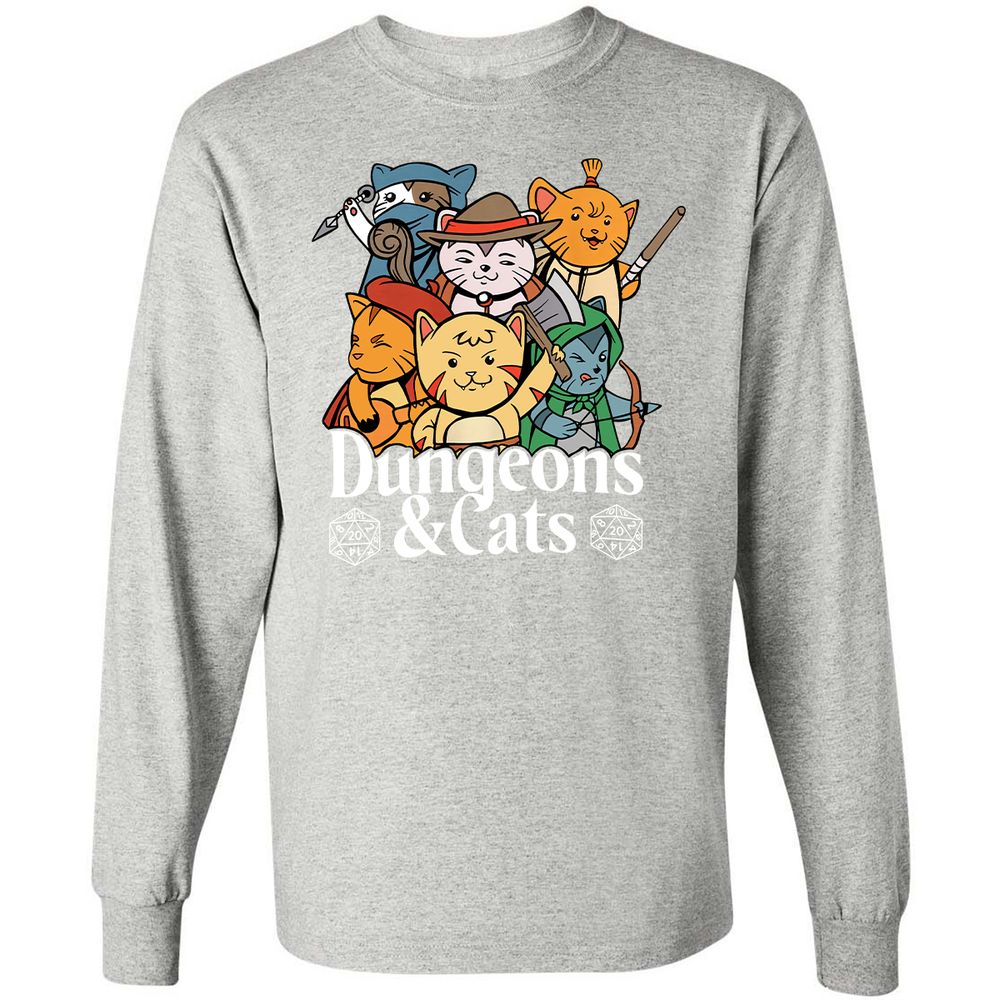 Dungeons & Cats Long Sleeve T-Shirt - Ash - 7