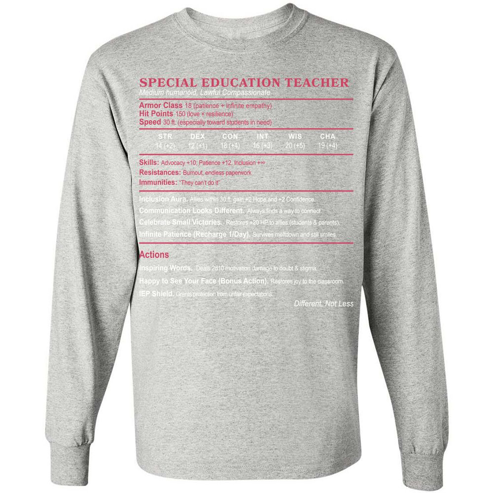 Special Education Teacher Long Sleeve T-Shirt - Ash - 7