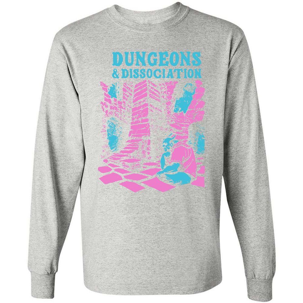 Dungeons And Dissociation Long Sleeve T-Shirt - Ash - 7