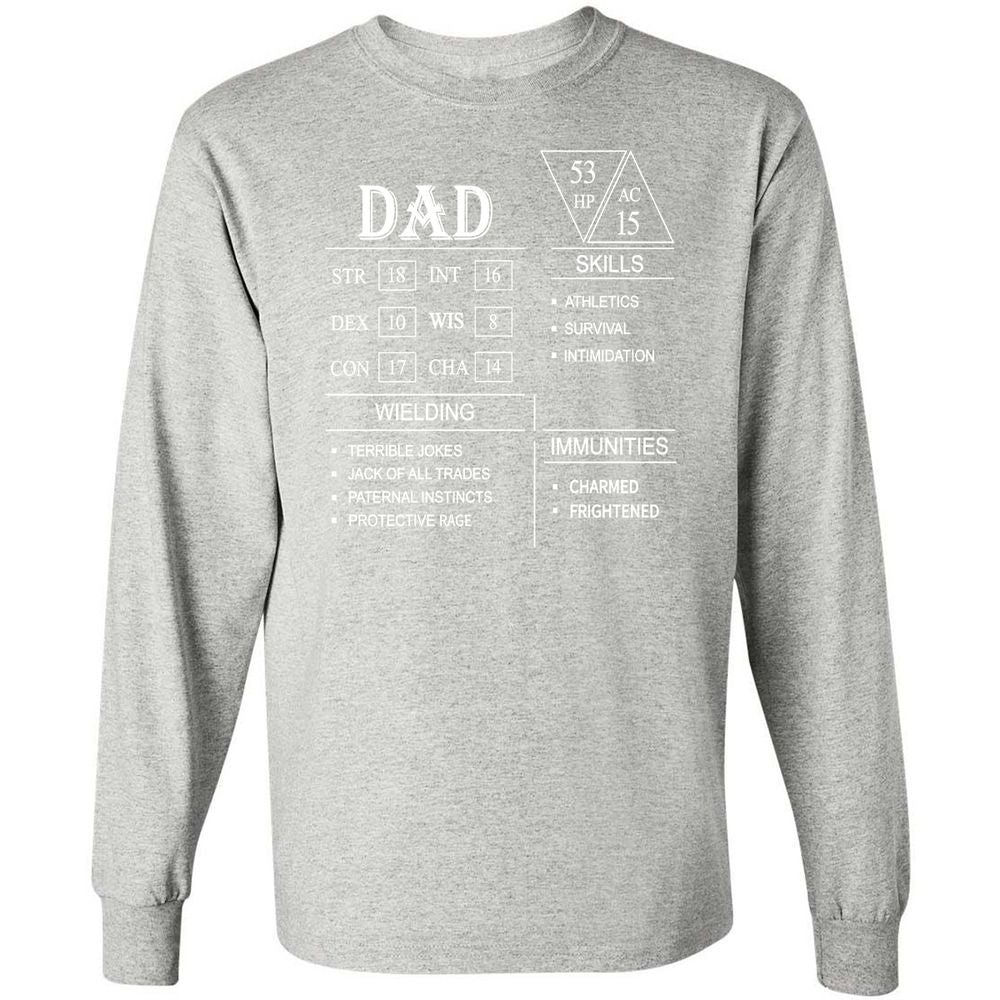 Dad Stat Block Long Sleeve T-Shirt - Ash - 7