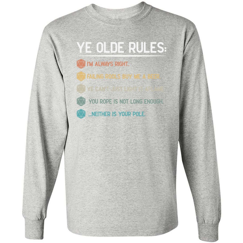Dungeon Master Rules – Ye Olde RPG Long Sleeve T-Shirt - Ash - 7