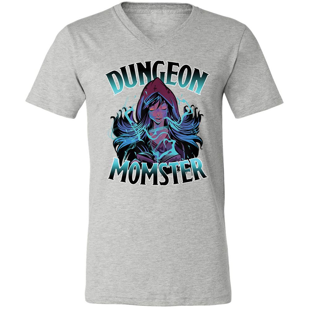 Dungeon Momster Unisex V-Neck T-Shirt - Athletic Heather - 7