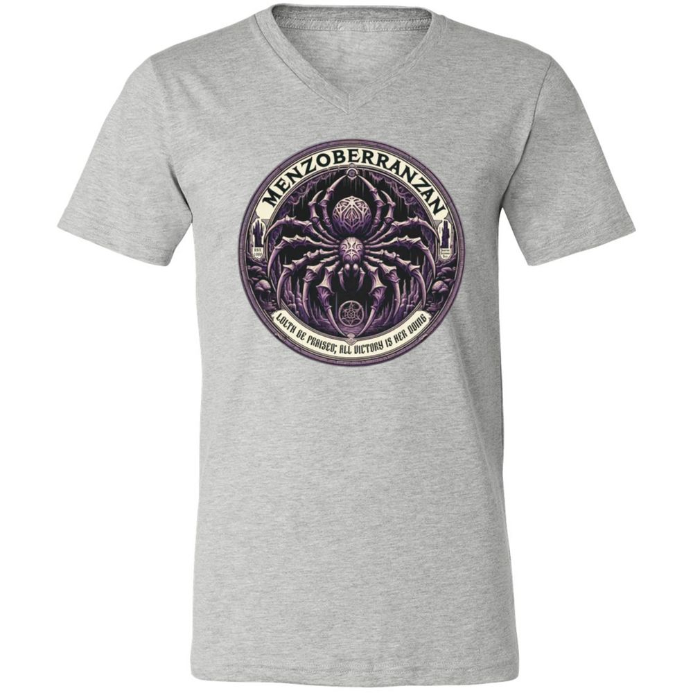 Menzoberranzan Lolth Be Praised Unisex V-Neck T-Shirt - Athletic Heather - 7