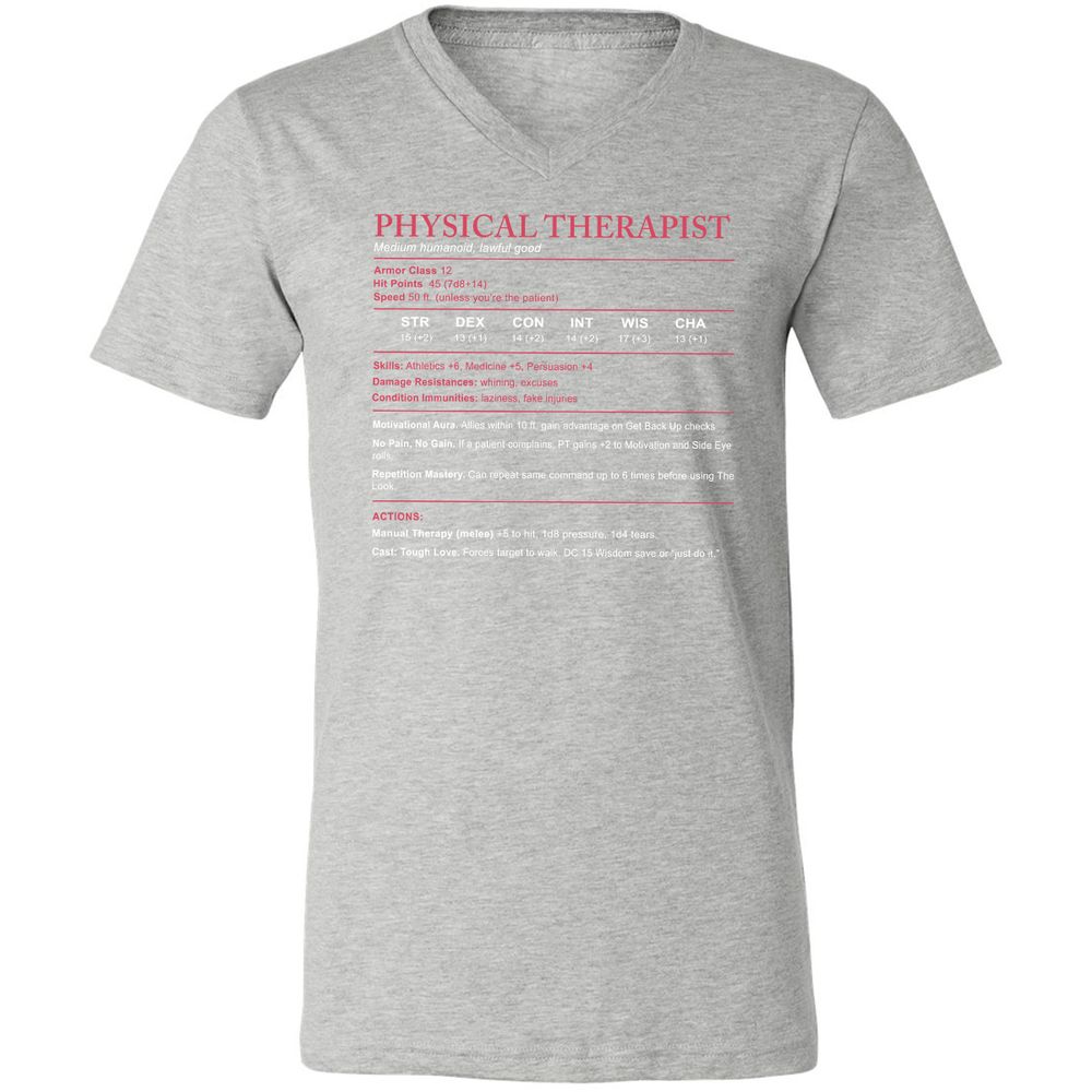 Physical Therapist Stats Unisex V-Neck T-Shirt - Athletic Heather - 7