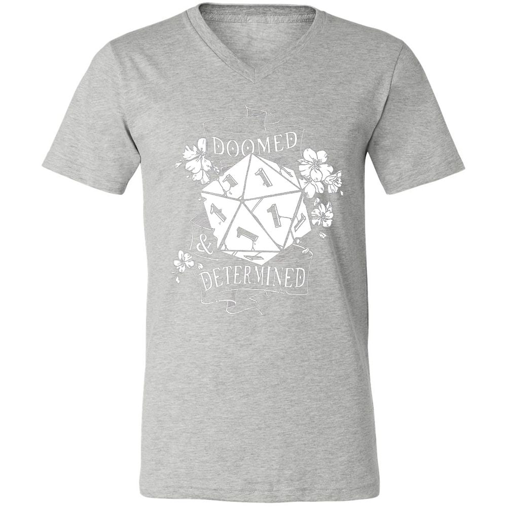 Doomed Determined Unisex V-Neck T-Shirt - Athletic Heather - 7