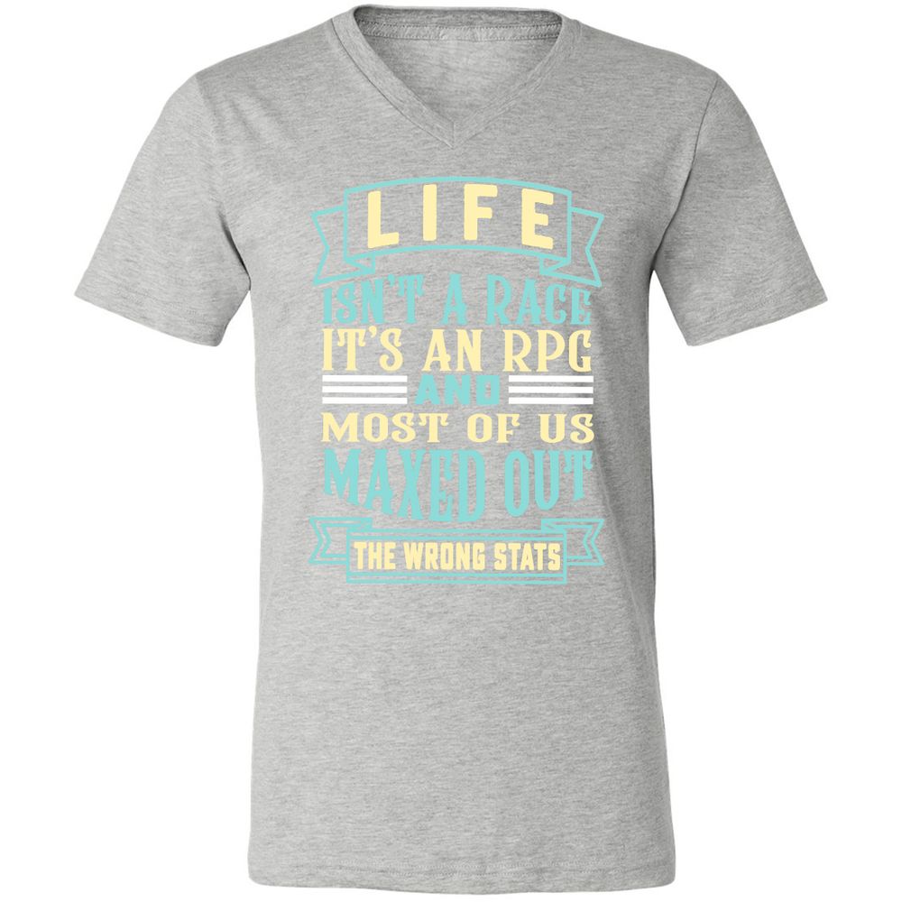 Life Is A RPG Unisex V-Neck T-Shirt - Athletic Heather - 7