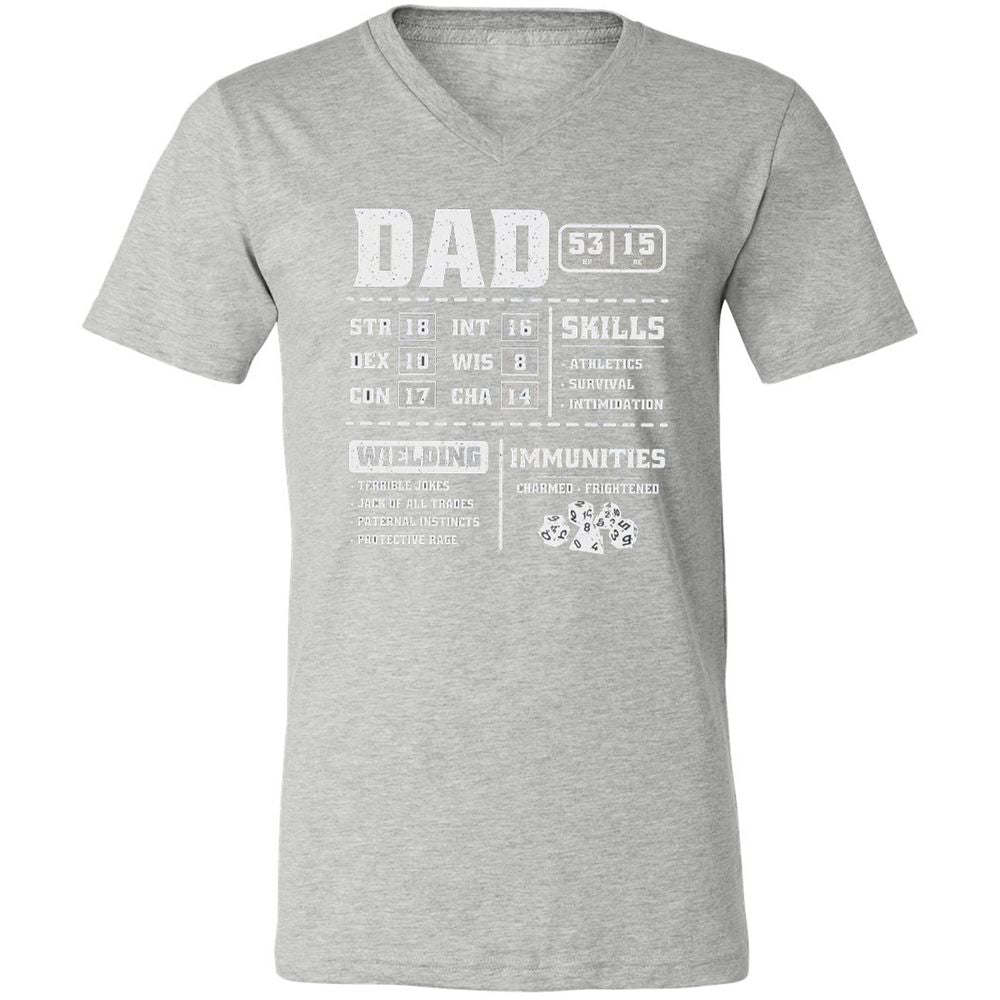 Dad Stat Block 2 Unisex V-Neck T-Shirt - Athletic Heather - 7