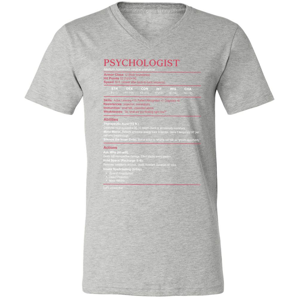 Psychologist Stats Unisex V-Neck T-Shirt - Athletic Heather - 7