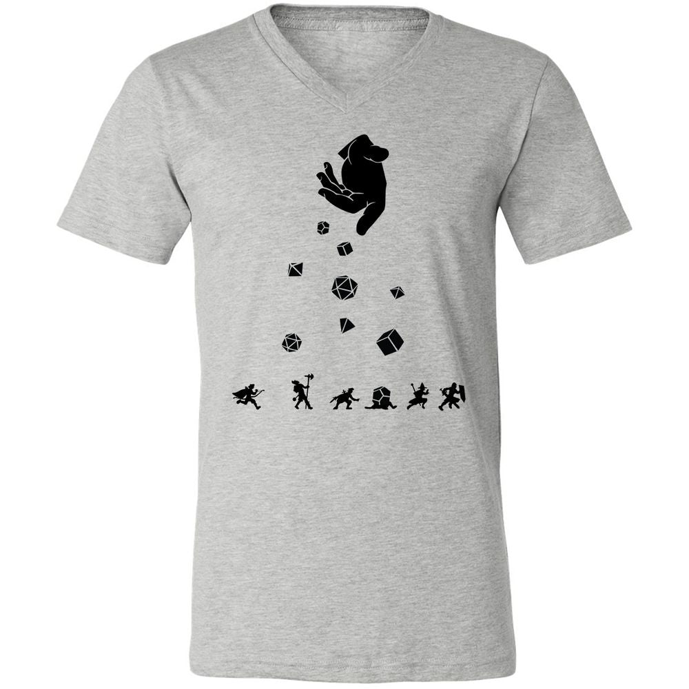Rocks Fall, Everyone Dice Unisex V-Neck T-Shirt - Athletic Heather - 7