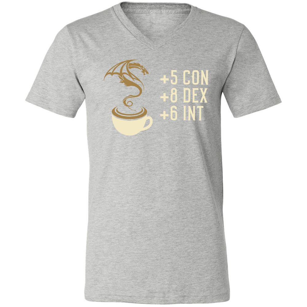 Coffee Dragon Unisex V-Neck T-Shirt - Athletic Heather - 7