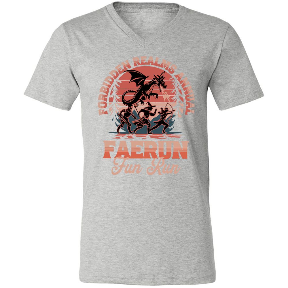Faerun Fun Run Unisex V-Neck T-Shirt - Athletic Heather - 7