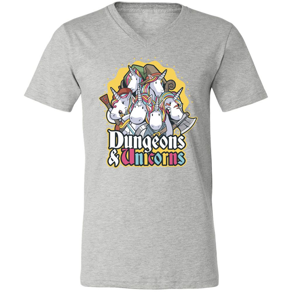Dungeons And Unicorns Unisex V-Neck T-Shirt - Athletic Heather - 7