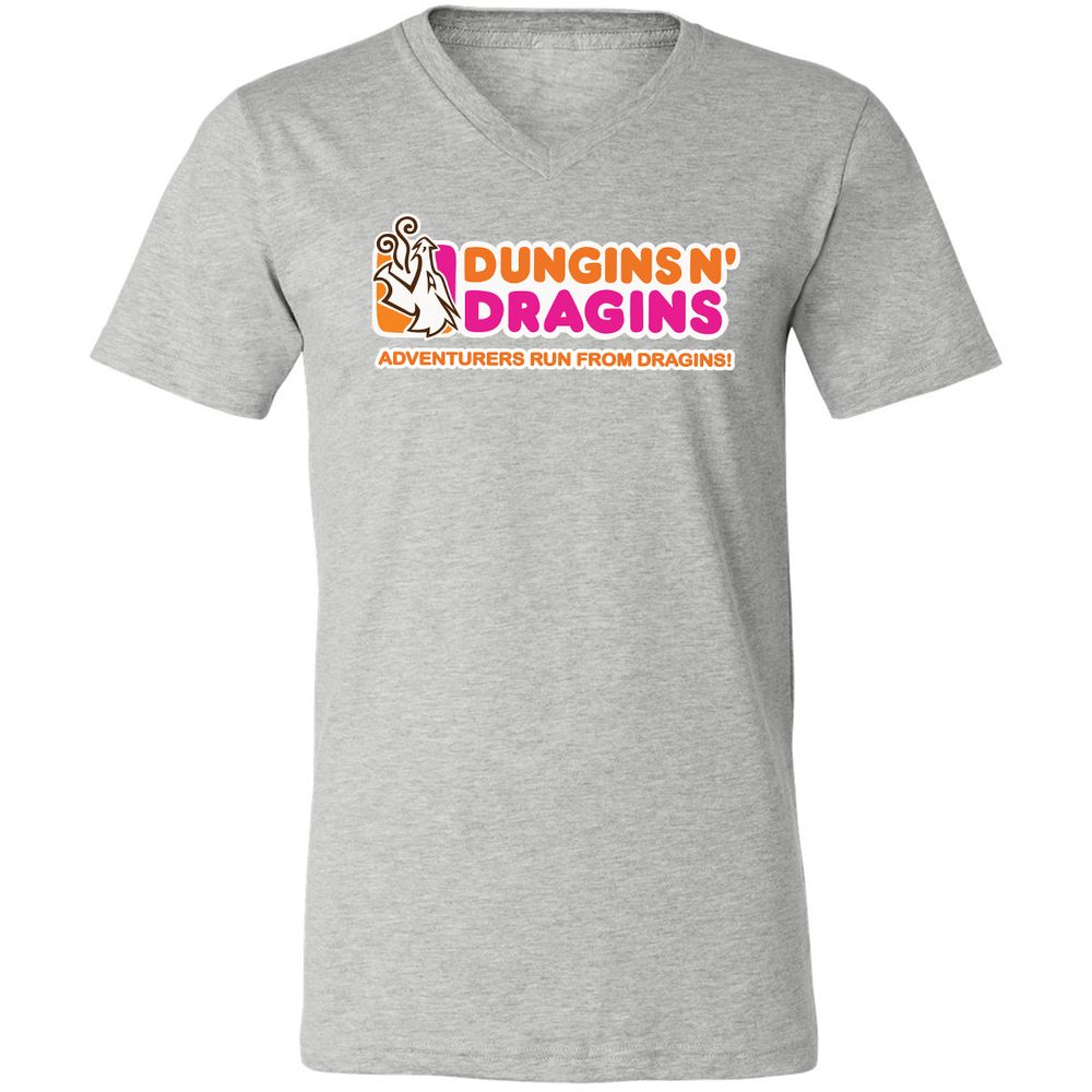 Dungins & Dragins Unisex V-Neck T-Shirt - Athletic Heather - 7