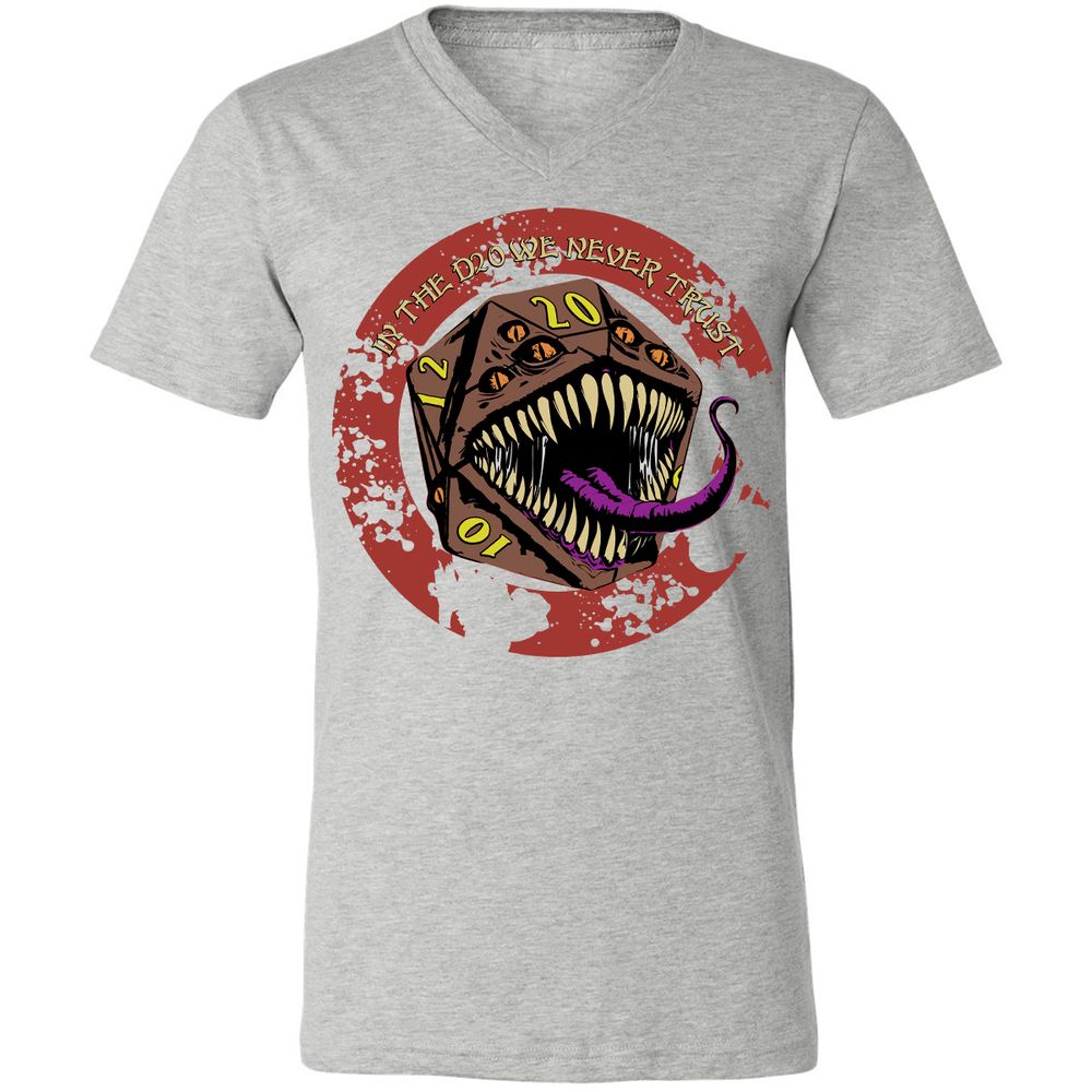 In The D20 We Never Trust Unisex V-Neck T-Shirt - Athletic Heather - 7