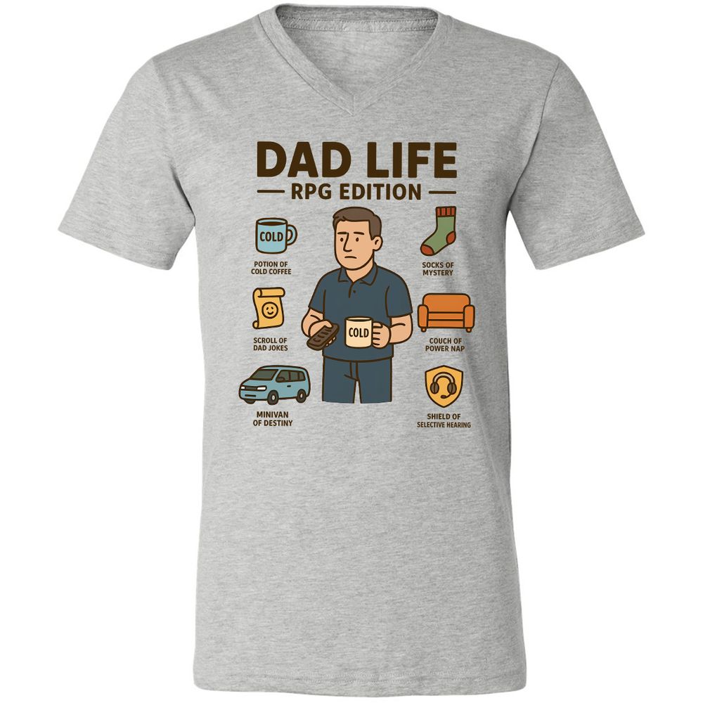 Dad Life RPG Edition Unisex V-Neck T-Shirt - Athletic Heather - 7