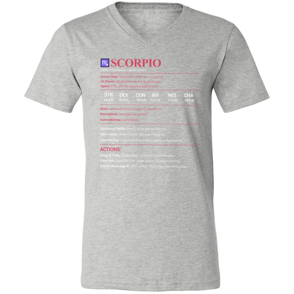 Scorpio Stats Unisex V-Neck T-Shirt - Athletic Heather - 7