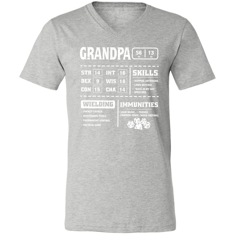 Grandpa Stats 2 Unisex V-Neck T-Shirt - Athletic Heather - 7