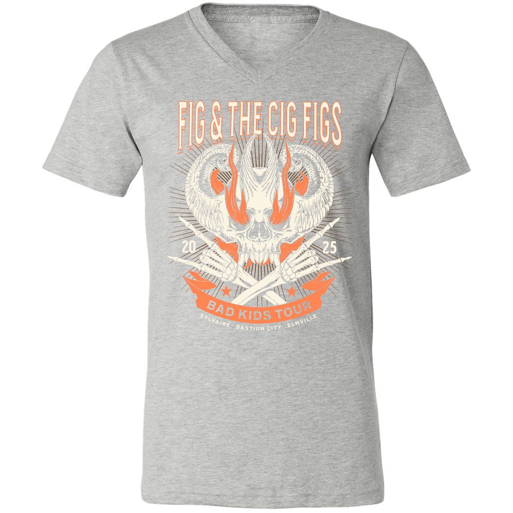 Fig and the Cig Figs, Dimension 20 Unisex V-Neck T-Shirt - Athletic Heather - 7