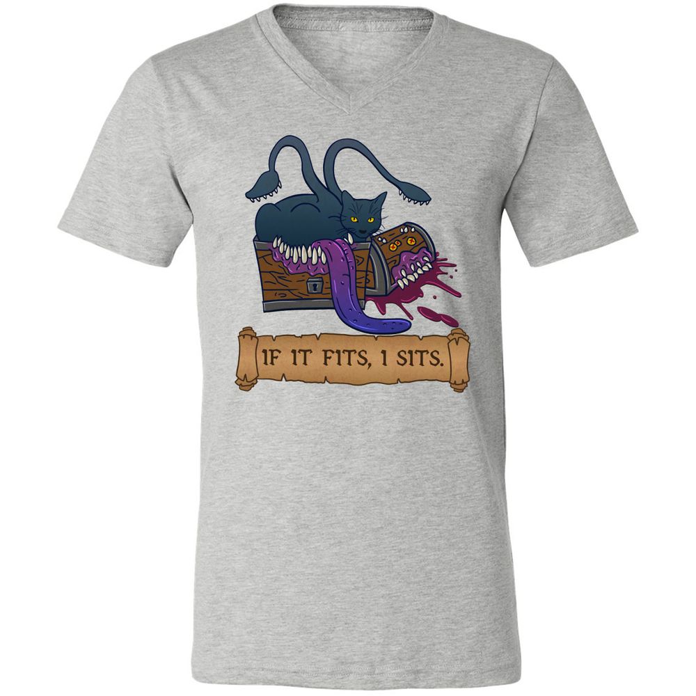 If It Fits I Sits Unisex V-Neck T-Shirt - Athletic Heather - 7