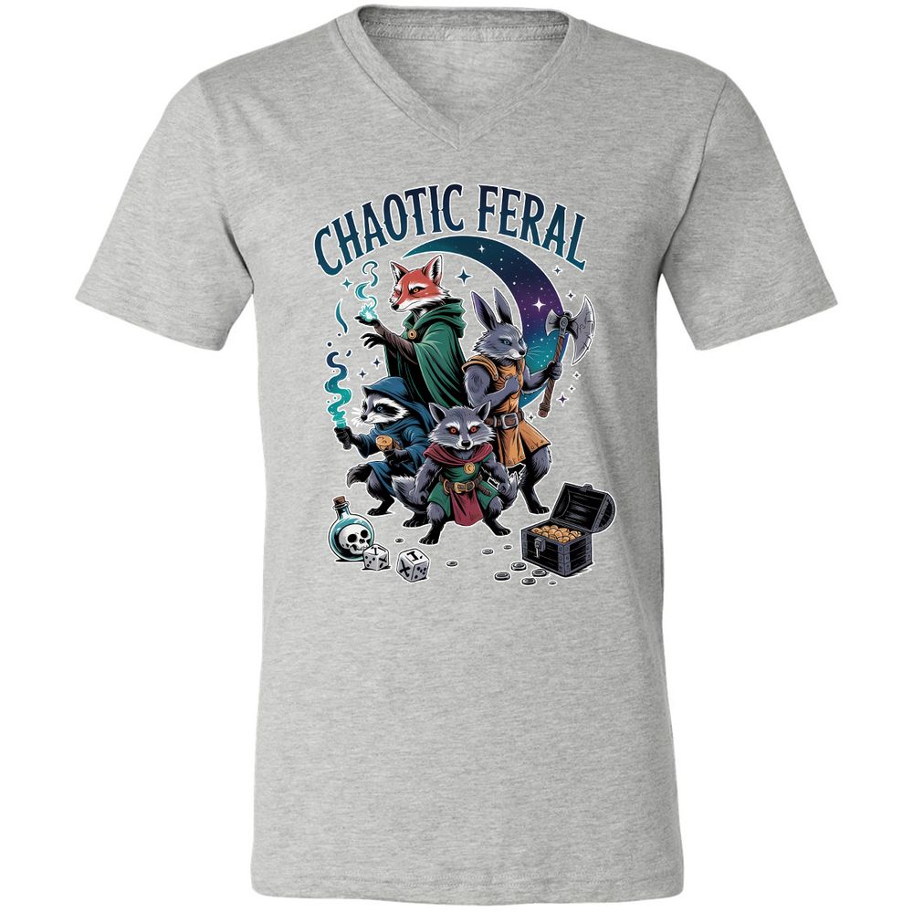 Chaotic Feral Unisex V-Neck T-Shirt - Athletic Heather - 7