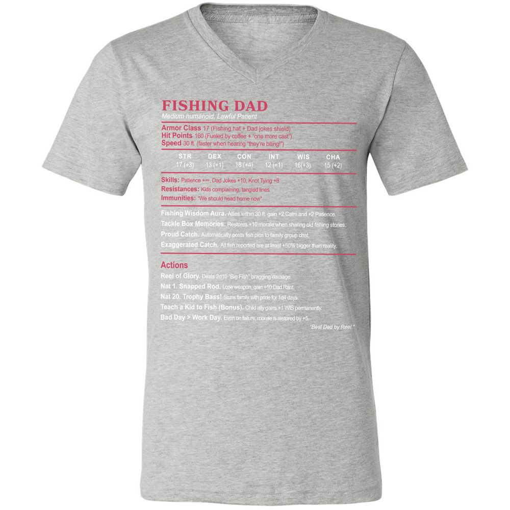FISHING DAD Unisex V-Neck T-Shirt - Athletic Heather - 7